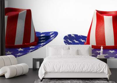 3d rendering a set of a 4th of July Uncle Sam Cowboy hat, isolated on white background. Wall mural