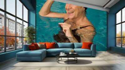 happy woman in the pool Wall mural