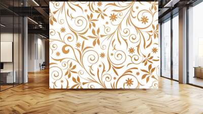 vector illustration ornament golden colors Seamless pattern with leaves and curls on a white background for Fashionable modern wallpapers or textile, books covers, Digital interfaces, prints templates Wall mural