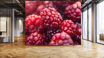 Close Up Macro Photo of Red Raspberries Wall mural