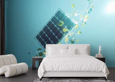 Minimalistic Scene of a Single Solar Panel Wall mural