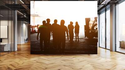 silhouette people in factory Wall mural