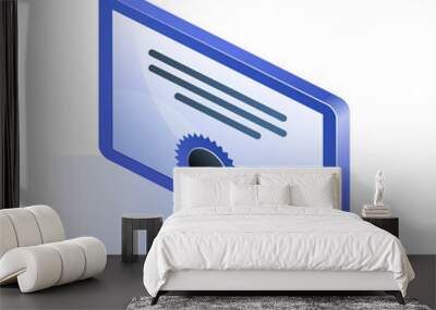 Blue diploma or certificate icon in isometric view Wall mural