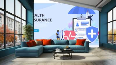 Health insurance protection. Healthcare concept. Vector illustration flat design style Wall mural