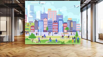 Modern city panorama flat vector illustration Wall mural