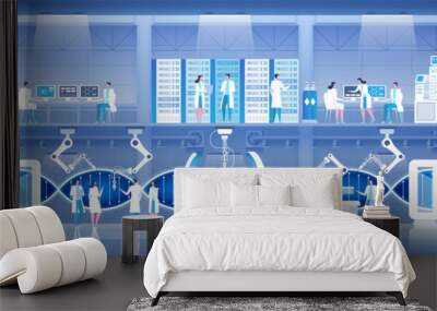 Science lab Laboratory assistants DNA research Vector illustration Wall mural