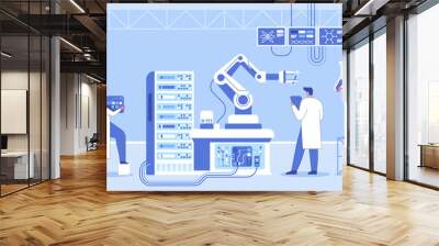 Science laboratory interior with robotic technology concept Wall mural