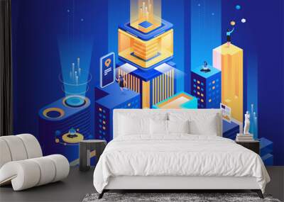 Smart business platform isometric illustration Wall mural