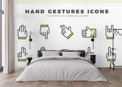 10 Hand Gestures Two Color icon pack. vector illustration. Wall mural