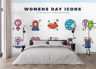 10 Women's Day Lineal Color icon pack. vector illustration. Wall mural