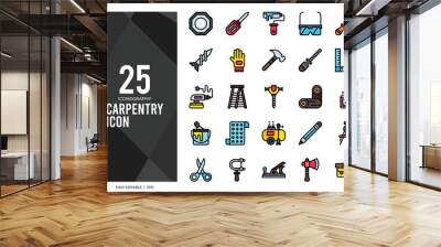 25 Carpentry Lineal Color icon pack. vector illustration. Wall mural