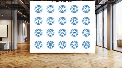 25 Currency Coin. Two Color icons Pack. vector illustration. Wall mural