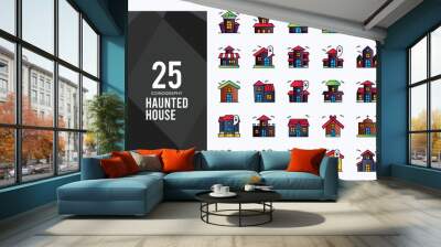 25 Haunted House Lineal Color icon pack. vector illustration. Wall mural