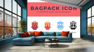 Bagpack icon in filled. thin line. outline stroke and flat style. Wall mural