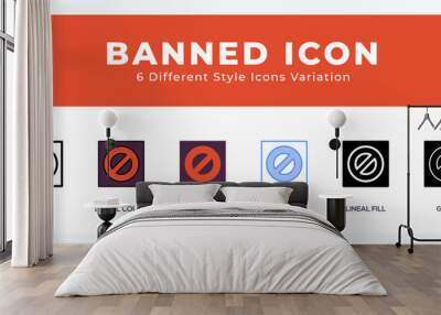 Banned icons set. Different style of icons simple vector illustration. Wall mural