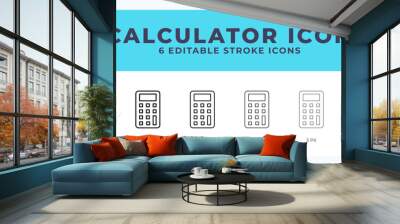 Calculator icon with different stroke. Vector illustration. Wall mural