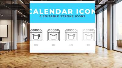 Calender icon with editable stroke. Outline icon vector illustration. Wall mural