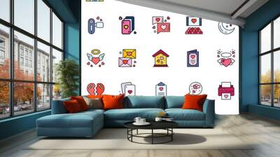 Love And Wedding icon set. Romantic design elements. Wall mural