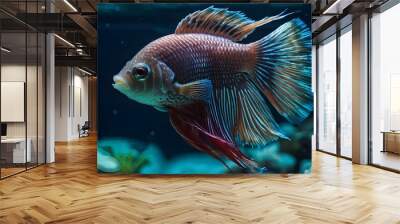 Multi color Siamese fighting fish(Rosetail)(halfmoon),fighting fish,Betta splendens,on nature background with clipping path Wall mural