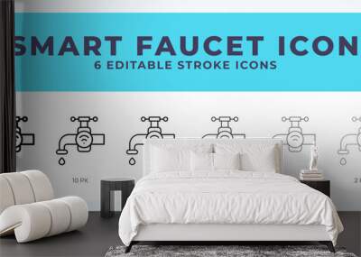 Smart faucet icon with different stroke. Vector illustration. Wall mural