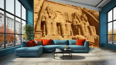 awesome temple of pharaoh ramses ii in abu simbel, egypt. Wall mural