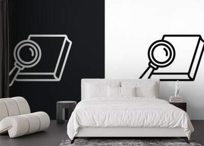 book and magnifying line icon in white and black colors. book and magnifying flat vector icon from book magnifying collection for web, mobile apps ui. Wall mural