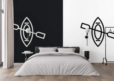 canoe line icon in white and black colors. canoe flat vector icon from canoe collection for web, mobile apps and ui. Wall mural