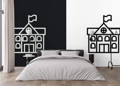 city hall line icon in white and black colors. city hall flat vector icon from city hall collection for web, mobile apps and ui. Wall mural