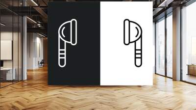 ear buds line icon in white and black colors. ear buds flat vector icon from ear buds collection for web, mobile apps and ui. Wall mural