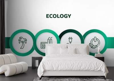 editable thin line icons with infographic template. infographic for ecology concept. included coconut tree, power plant, green energy source, green power icons. Wall mural