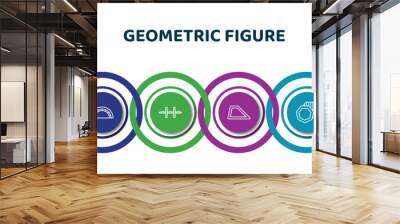 editable thin line icons with infographic template. infographic for geometric figure concept. included perspective, semicircle, vertical alignment, trapezium, background, rectangle icons. Wall mural