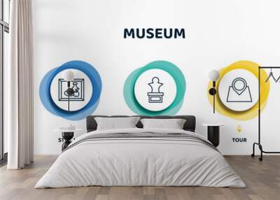 editable thin line icons with infographic template. infographic for museum concept. included ceramic, still life, bust, tour, el greco icons. Wall mural