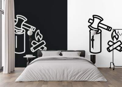 firewood line icon in white and black colors. firewood flat vector icon from firewood collection for web, mobile apps and ui. Wall mural