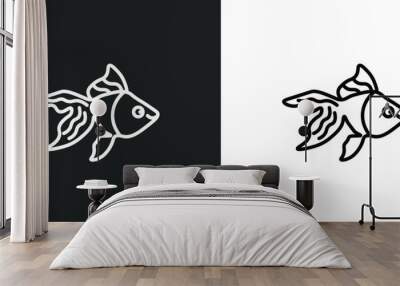 goldfish line icon in white and black colors. goldfish flat vector icon from goldfish collection for web, mobile apps and ui. Wall mural