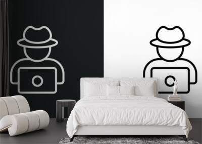 hack line icon in white and black colors. hack flat vector icon from hack collection for web, mobile apps and ui. Wall mural