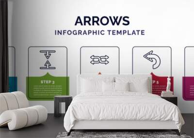 infographic template with icons and 7 options or steps. infographic for arrows concept. included reload time, right direction, vertical resize, suffle, backward arrow, split vertical, undo arrow Wall mural