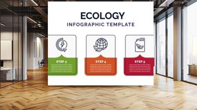 infographic template with icons and 7 options or steps. infographic for ecology concept. included olives on a branch, save water, renewable energy, ecology, biofuel, sunlight, energy globe icons. Wall mural