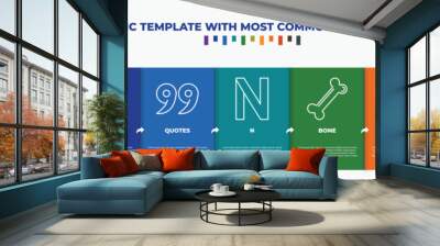 infographic template with outline icons. thin line icons such as press, tshirt, quotes, n, bone, diary, swipe editable vector. can be used for web, mobile, info graph. Wall mural