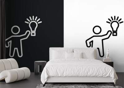 inspired human line icon in white and black colors. inspired human flat vector icon from inspired human collection for web, mobile apps and ui. Wall mural