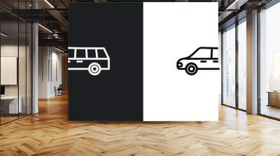 limousine side view line icon in white and black colors. limousine side view flat vector icon from limousine side view collection for web, mobile apps and ui. Wall mural