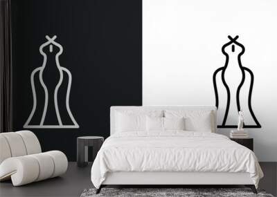 luxury dress line icon in white and black colors. luxury dress flat vector icon from luxury dress collection for web, mobile apps and ui. Wall mural