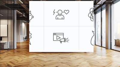 marketing outline icons set. thin line icons such as pig bank, behavior, potential, recommendation, video marketing, get money vector. Wall mural