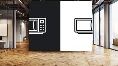 microwave line icon in white and black colors. microwave flat vector icon from microwave collection for web, mobile apps and ui. Wall mural