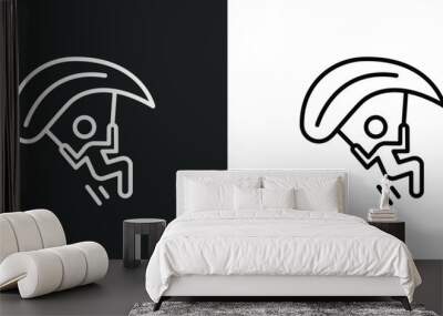 paragliding line icon in white and black colors. paragliding flat vector icon from paragliding collection for web, mobile apps and ui. Wall mural