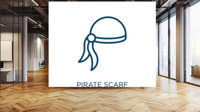 pirate scarf icon from fashion collection. Thin linear pirate scarf, pirate, skull outline icon isolated on white background. Line vector pirate scarf sign, symbol for web and mobile Wall mural