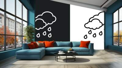 rainy cloud line icon in white and black colors. rainy cloud flat vector icon from rainy cloud collection for web, mobile apps and ui. Wall mural