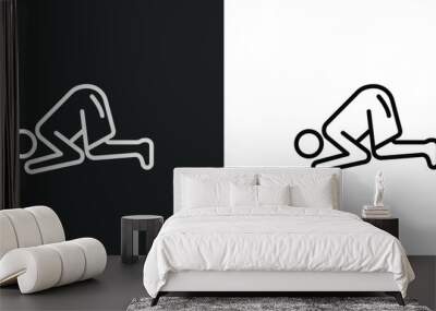 ruku posture line icon in white and black colors. ruku posture flat vector icon from ruku posture collection for web, mobile apps and ui. Wall mural