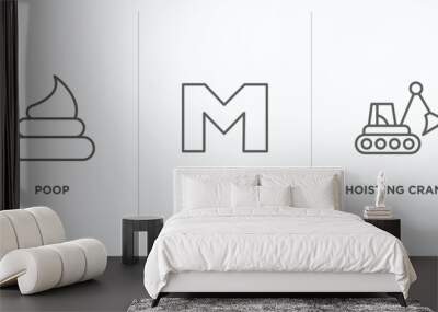 signaling outline icons set. thin line icons such as poop, m, hoisting crane vector. linear icon sheet can be used web and mobile Wall mural