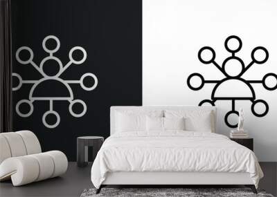 social network line icon in white and black colors. social network flat vector icon from social network collection for web, mobile apps and ui. Wall mural