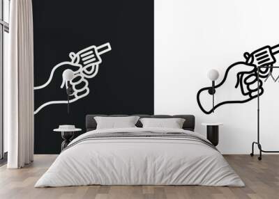 starting gun line icon in white and black colors. starting gun flat vector icon from starting gun collection for web, mobile apps and ui. Wall mural